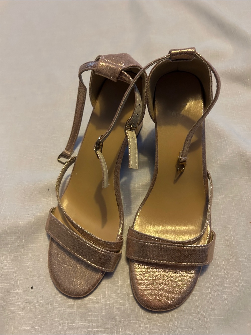 Women's Metallic Blush Ankle-Strap Sandals